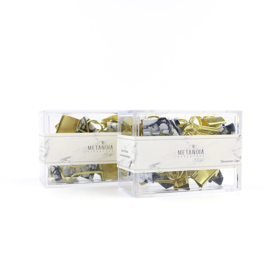 Marble and Gold Document Clips